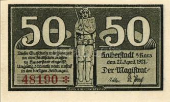 Német Birodalom/Weimari Köztársaság/Halberstadt 1921. 10Pf(3x), 25Pf(3x), 50Pf(3x) 9klf db, teljes s...