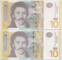 Szerbia 2006. 10D + 2013. 10D T:I 
Serbia 2006. 10 Dinara + 2013. 10 Dinara C:Unc Krause#46a,54b