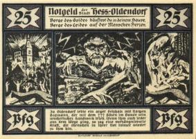 Német Birodalom/Weimari Köztársaság/Hessich Oldendorf 1921. 25Pf, 50Pf, 75Pf, 1M. 4klf db, teljes so...