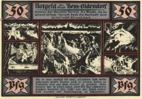 Német Birodalom/Weimari Köztársaság/Hessich Oldendorf 1921. 25Pf, 50Pf, 75Pf, 1M. 4klf db, teljes so...