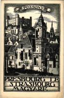 Pozsony, Pressburg, Bratislava; A magyar Strassbourg! Itt sohse laktak csehek! Impr. Grafikai Intézet Rt. Cseh-ellenes propaganda lap / The Hungarian Strassbourg! Czechs have never lived here! Hungarian Anti-Czech irredenta propaganda card s: Zádor István