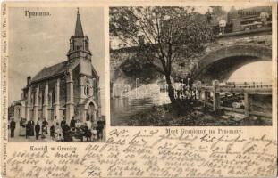 1906 Granica, Kosciol w Granicy, Most Graniczny na Przemszy / church, railway bridge of Przemsza river, locomotive (EK)