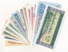 19 db-os vegyes külföldi bankjegy tétel, benne Malajzia, Sri Lanka, Kambodzsa, Myanmar, Thaiföld, Ta...