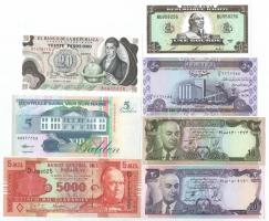 7 db-os vegyes külföldi bankjegy tétel, benne Afganisztán, Irak, Kolumbia, Paraguay, Haiti, Szurinam T:I  Mixed 7 pieces of banknotes, including Afghanistan, Iraq, Colombia, Paraguay, Haiti, Suriname C:Unc