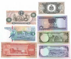 7 db-os vegyes külföldi bankjegy tétel, benne Afganisztán, Irak, Kolumbia, Paraguay, Haiti, Szurinam...