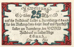 Német Birodalom/Weimari Köztársaság/Lutter am Barenberge 1920. 10Pf, 25Pf, 50Pf. 3klf db, teljes sor...