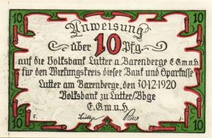 Német Birodalom/Weimari Köztársaság/Lutter am Barenberge 1920. 10Pf, 25Pf, 50Pf. 3klf db, teljes sor...