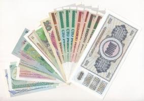20 db-os vegyes külföldi bankjegy tétel, benne Bosznia-Hercegovina, Csehszlovákia, Szlovákia, Románi...