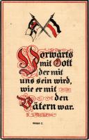 Vorwärts mit Gott der mit uns sein wird, wie er mit den Vätern war. Wilhelm II / WWI German military propaganda, flags (glue mark)