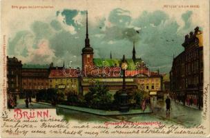 1900 Brno, Brünn; Grosser Platz, Jacobskirche / square, church. Meteor No. 559. hold to light litho