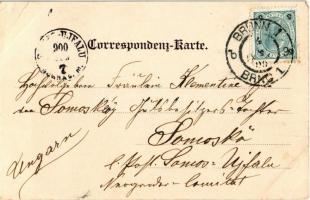 1900 Brno, Brünn; Dominikanerplatz mit dem alten Ständehaus / square, market, shops  (EB)