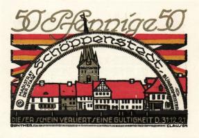 Német Birodalom/Weimari Köztársaság/Schöppenstedt 1921. 50Pf(10x,) mind klf db, teljes sor T:1