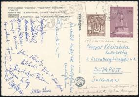 1973 A férfi kézilabda válogatott tagjainak aláírása hazaküldött képeslapon