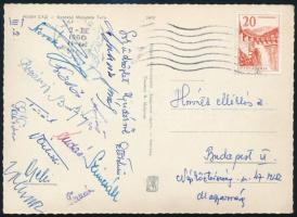1960 Magyar futball válogatott tagjainak aláírása hazaküldött képeslapon