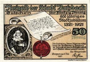 Német Birodalom/Weimari Köztársaság/Butzbach 1921. 25Pf, 50Pf(7x) 8klf db, teljes sor T:1