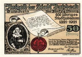 Német Birodalom/Weimari Köztársaság/Butzbach 1921. 25Pf, 50Pf(7x) 8klf db, teljes sor T:1