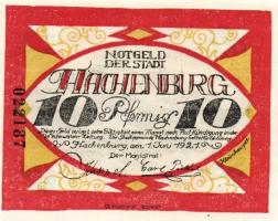 Német Birodalom/Weimari Köztársaság/Hachenburg 1921. 10Pf(2x), 25Pf(2x), 50Pf(3x) 7klf db, teljes so...