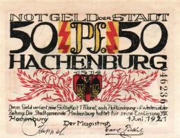 Német Birodalom/Weimari Köztársaság/Hachenburg 1921. 10Pf(2x), 25Pf(2x), 50Pf(3x) 7klf db, teljes so...