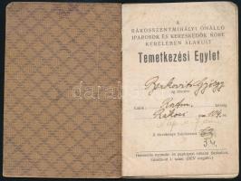 1929 A Rákosszentmihályi Temetkezési Egylet tagsági igazolványa