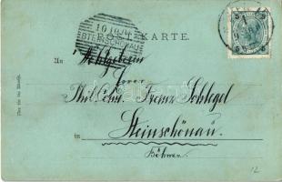 1901 Grundlsee, lake with rowing boat. Floral