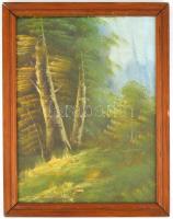 Zorkóczy jelzéssel: Erdei táj. Olaj, karton, üvegezett fa keretben, 42,5×32,5 cm