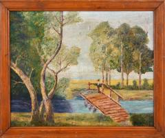 Herman jelzéssel: Vízparton. Olaj, vászon, sérült, fa keretben, 40×50 cm