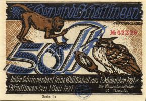 Német Birodalom/Weimari Köztársaság/Kneitlingen 1921. 50Pf(4x), 75Pf(4x), 1M(2x). 10klf db, teljes sor T:1