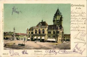 1902 Korneuburg, Rathaus / town hall, market. Chromo-Lichtdruck C. Ledermann jr.