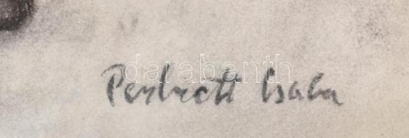 Perlrott jelzéssel: Női akt. Szén, papír, sérült (szakadásokkal), 69×51,5 cm