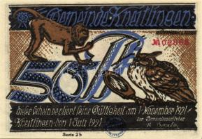 Német Birodalom/Weimari Köztársaság/Kneitlingen 1921. 50Pf(4x), 75Pf(4x), 1M(2x). 10klf db, teljes s...