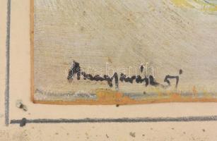 Olvashatatlan jelzéssel: Kancsós csendélet. Vegyes technika, papír, festékhiánnyal, kartonra kasíroz...