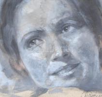 Gyémánt jelzéssel: Női arckép. Vegyes technika, vászon, üvegezett fa keretben, 25,5×25 cm