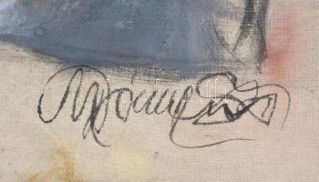 Gyémánt jelzéssel: Női arckép. Vegyes technika, vászon, üvegezett fa keretben, 25,5×25 cm