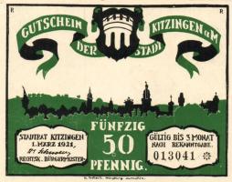 Német Birodalom/Weimari Köztársaság/Kitzingen 1921. 50Pf(6x) mind klf db, teljes sor T:1/1-