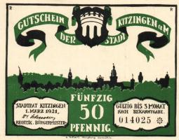 Német Birodalom/Weimari Köztársaság/Kitzingen 1921. 50Pf(6x) mind klf db, teljes sor T:1/1-