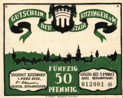 Német Birodalom/Weimari Köztársaság/Kitzingen 1921. 50Pf(6x) mind klf db, teljes sor T:1/1-