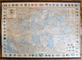 1993 A Magyar Szent Korona országai - 1890, vászon térkép, reprint, 1: 900 000, Steinberger Kft., ca. 68x97 cm