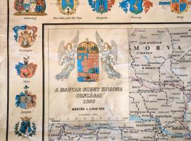 1993 A Magyar Szent Korona országai - 1890, vászon térkép, reprint, 1: 900 000, Steinberger Kft., ca...