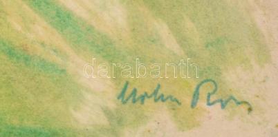 Molnár Róza (1900-1977): Tájkép vonattal és Kert (kétoldalas mű). Pasztell, filctoll, akvarell, papí...