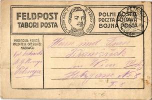 1917 Első világháborús tábori postai levelezőlap IV. Károly király arcképével / WWI K.u.K. military field post postcard, Charles I of Austria (EK)