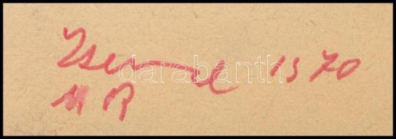 Molnár Róza (1900-1977): Zsennyei plein-air. Filctoll, papír, jelzett, datált (Zsennye 1970), 24,5×3...