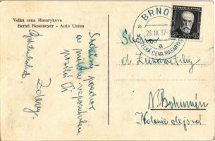 1937 Bernd Rosemeyer German racing driver. Velká cena Masarykova / Masaryk Grand Prix, Auto Union + ...