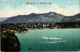 1911 Pörtschach am Wörther See / general view, lake, steamship (EB)