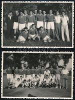 1950 Labdarúgó csapatok, tagok között Zakariás József, 2 db feliratozott fotólap, 8,5×13,5 cm