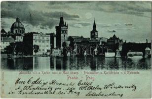 1898 Praha, Prag, Prague; Brückenthor u. Karlsbrücke v. d. Kleinseite / Mostecka vez a Karluv most z Malé strany / bridge, gate (EB)