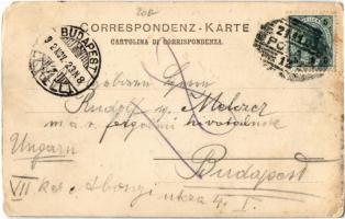 1902 Pola, Pula; SMS Radetzky, osztrák-magyar Radetzky-osztályú csavaros fregatt a kikötőben / K.u.K...