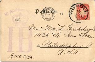 1903 München, Munich; Gruss aus dem Kgl. Hofbräuhaus! / royal brewery, beer hall, coat of arms, lith...