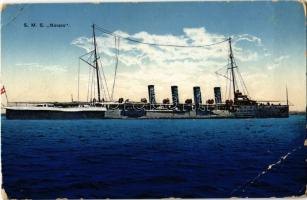 SMS Novara az Osztrák-Magyar Haditengerészet Helgoland-osztályú gyorscirkálója / WWI Austro-Hungarian Navy (K.u.K. Kriegsmarine) Helgoland-class light cruiser SMS NOVARA. G. Costalunga 1914/15. Druck v. M. Schulz (EB)