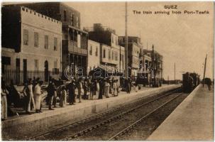 Suez, Railway station, train arriving from Port-Tewfik (Port Taufiq, now Suez Port)