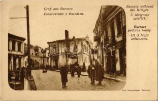 Buchach, Buczacz; während des Krieges, 3. Maigasse zerstört. Fot. Nussenbaum / WWI destruction, street ruins